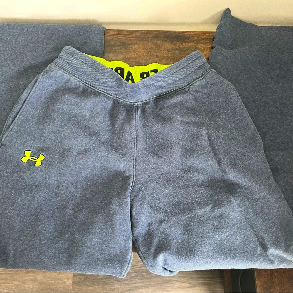 Under Armour Kids Blue Joggers with Neon Logo
